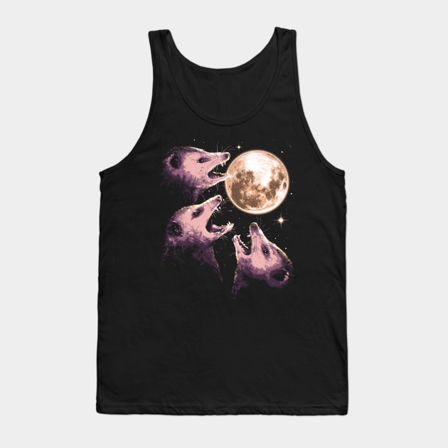 Three Opossums Howling at the Moon Funny Possum 3 Opossum Tank Top by vo_maria